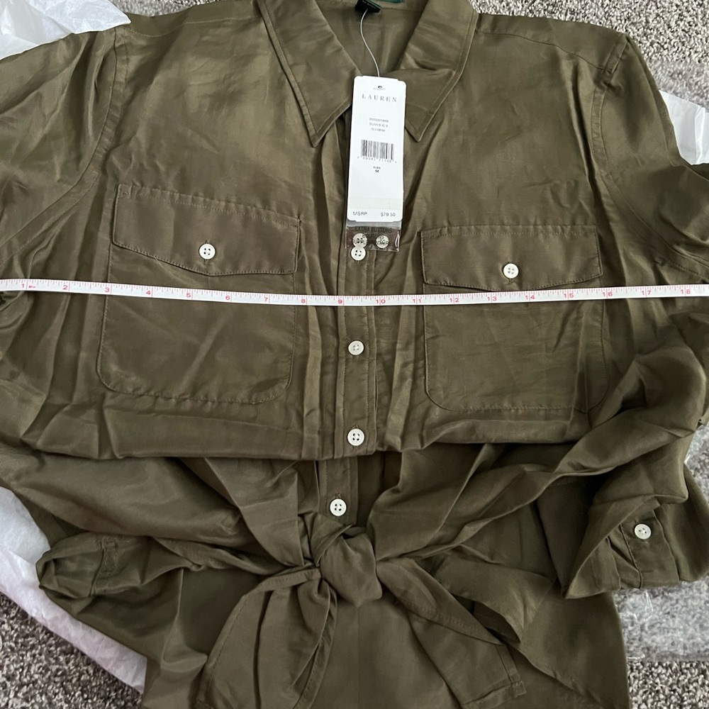 💥💥 SALE 30% OFF LIST PRICE💥💥NWT Lauren Silk Cotton Tie Front Shirt; size M; - Picture 15 of 15